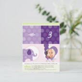 PARTY CIRCLES:: Elefant + Ballons 6 Einladungspostkarte (Stehend Vorderseite)