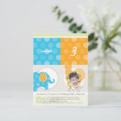 PARTY CIRCLES: Elefanten + Ballons 1 Einladungspostkarte (Stehend Vorderseite)