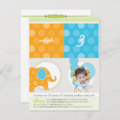 PARTY CIRCLES: Elefanten + Ballons 2 Einladungspostkarte (Vorne/Hinten)