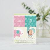 PARTY CIRCLES: Elefanten + Ballons 5 Einladungspostkarte (Stehend Vorderseite)