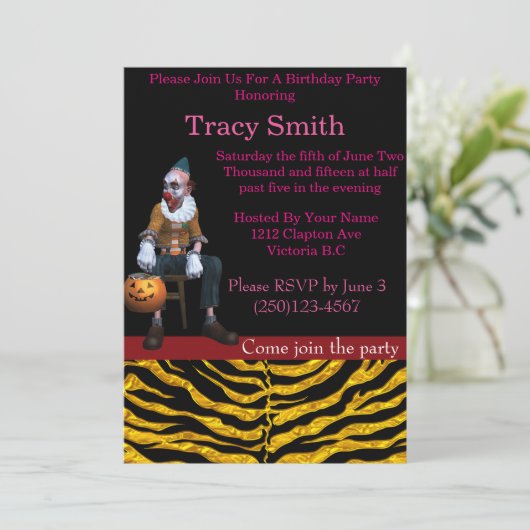 Party Clown Geburtstag Einladung #15 (Stehend Vorderseite)