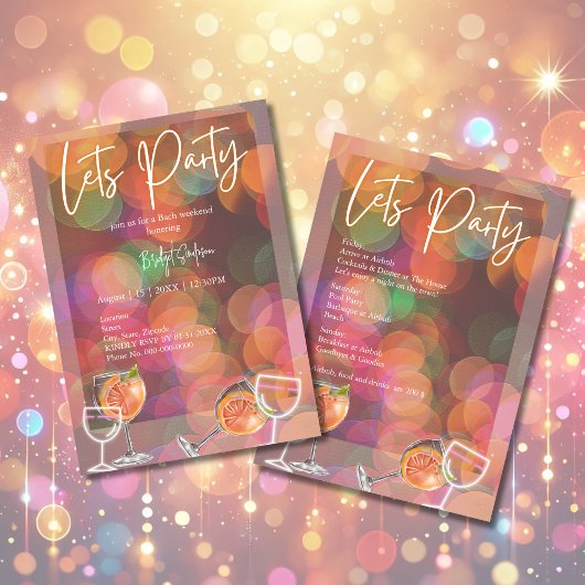 Party & Cocktail Bacheloretto Wochenende Einladung