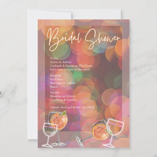 Party & Cocktail Brautparty Wochenende Einladung (Rückseite)