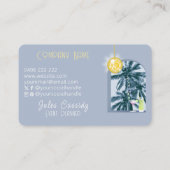 Party Cocktail Diskothek Ball Palm Blue Eventplane Visitenkarte (Rückseite)