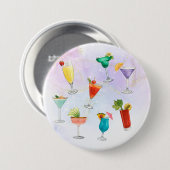 Party-Cocktail-Drinks mit hellen Regenbogenfarben Button (Vorne & Hinten)