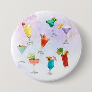 Party-Cocktail-Drinks mit hellen Regenbogenfarben Button