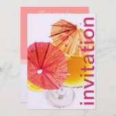 Party-Cocktail mit farbigen Papierschirmen Einladung (Vorne/Hinten)