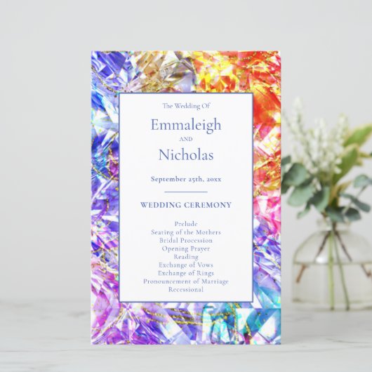 Party Color Crystal Gemstone Hochzeitsprogramme (Stehend Vorderseite)