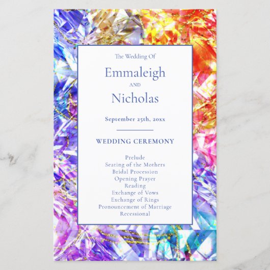 Party Color Crystal Gemstone Hochzeitsprogramme (Vorderseite)