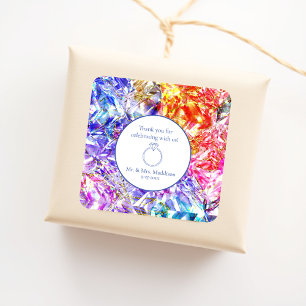 Party Color Diamond Crystal Gemstone Wedding Quadratischer Aufkleber