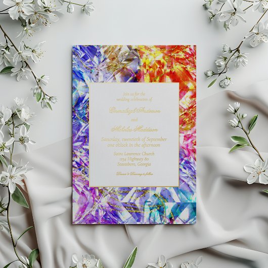 Party Color Diamond Rainbow Edelstone Hochzeit Folieneinladung