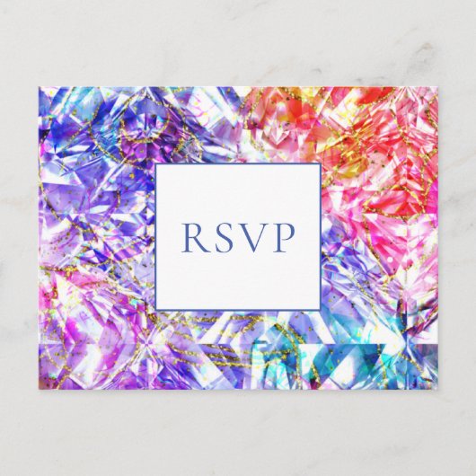 Party Color Rainbow Gemstone Wedding RSVP Einladungspostkarte (Vorderseite)