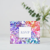 Party Color Rainbow Gemstone Wedding RSVP Einladungspostkarte (Stehend Vorderseite)