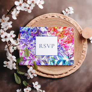 Party Color Rainbow Gemstone Wedding RSVP Einladungspostkarte