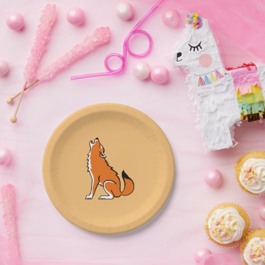 Party! Cool Red WOLF - Conservation - Orange Pappteller (Party)