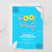 Party Cool Schwimmbad Geburtstag Einladung (Vorderseite)