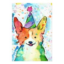 Party Corgi Aquarelldruck