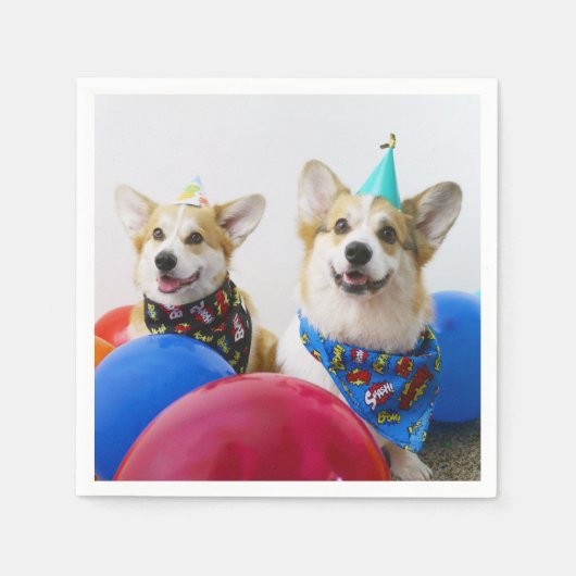Party Corgis Paper Napkins Serviette (Vorderseite)