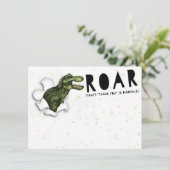 Party Crasher Dinosaur Vielen Dank Anmerkungen Dankeskarte (Stehend Vorderseite)