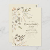 Party Creme Brown Aquarell Floral Postkarte (Vorne/Hinten)