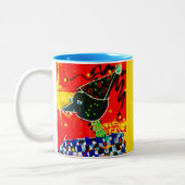 PARTY CROW auf einer Kaffee-Tasse. Zweifarbige Tasse (Links)