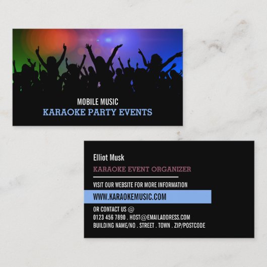 Party Crowd, Karaoke Event Organisator Visitenkarte (Vorne/Hinten)