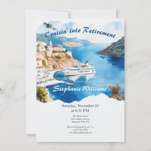 Party Cruising Destination Griechenland Einladung (Vorderseite)