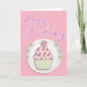 Party Cupcake Pink Happy Geburtstag Karte
