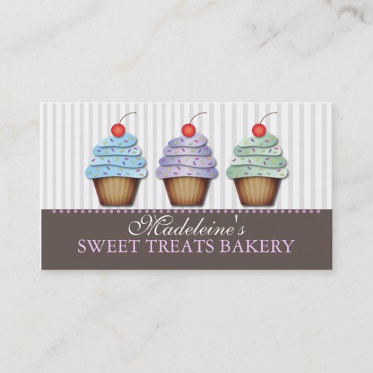 Party Cupcakes Custom Baker Business Card Visitenkarte (Vorderseite)