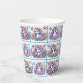 Party-Cups mit hellem Einhorn - Set 1 Pappbecher (Rückseite)