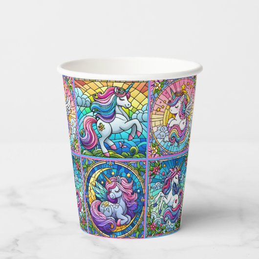 Party-Cups mit hellem Einhorn - Set 2 Pappbecher (Rückseite)