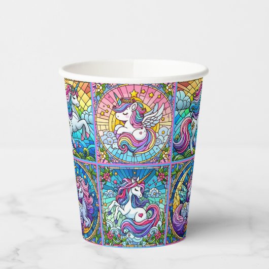 Party-Cups mit hellem Einhorn - Set 2 Pappbecher (Links)