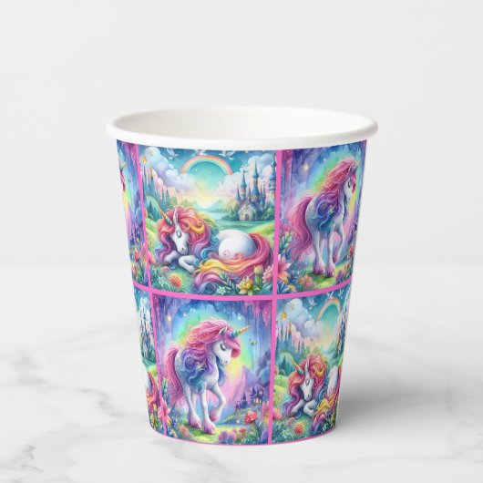 Party-Cups mit hellem Einhorn - Set 3 Pappbecher (Rückseite)