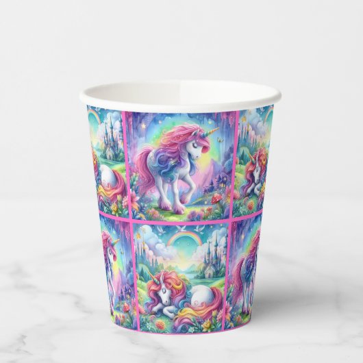 Party-Cups mit hellem Einhorn - Set 3 Pappbecher (Links)