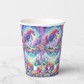 Party-Cups mit hellem Einhorn - Set 3 Pappbecher (Rechts)