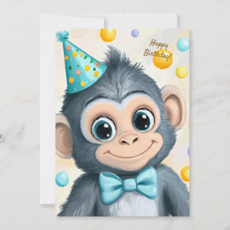 Party Cute Animal Birthday Invitation Monkey Einladung