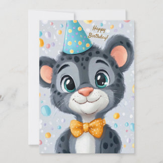 Party Cute Animal Birthday Invitation Panther Einladung