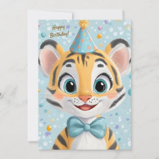 Party Cute Animal Birthday Invitation Tiger Einladung