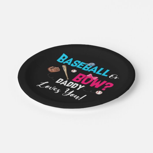 Party Daddy Lieben bei Baseball oder Bows Pappteller (Schrägansicht)