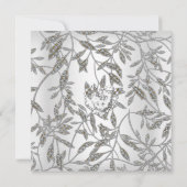 Party Damask Silver White zum 25. Jahrestag Einladung (Rückseite)