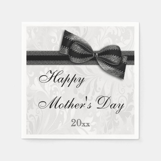 Party-Damast und Bogen der Mutter Tages Serviette (Vorderseite)