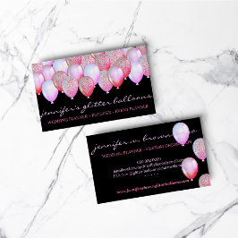 Party Decoration Glitzer Balloons Glitzern Pink Visitenkarte