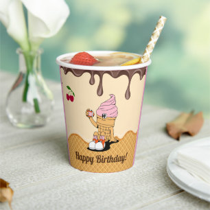 Party-Dekoration der Eiscreme-Kone-Zeichen Pappbecher