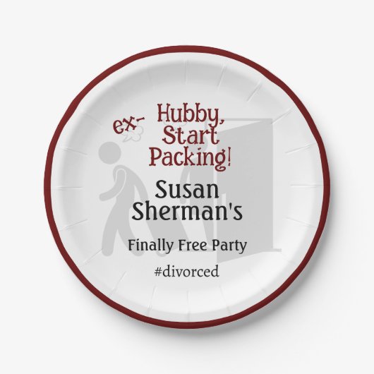 Party-Dekoration Ex Hubby Start Packing Red Pappteller (Vorderseite)