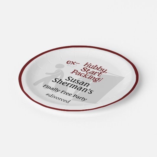 Party-Dekoration Ex Hubby Start Packing Red Pappteller (Schrägansicht)