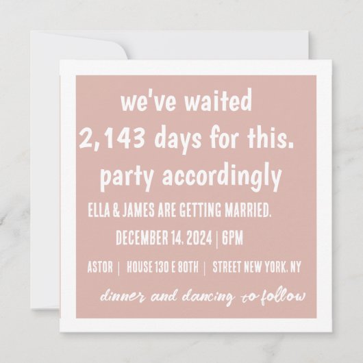 Party Dementsprechend Einladung zur Hochzeit (Vorderseite)