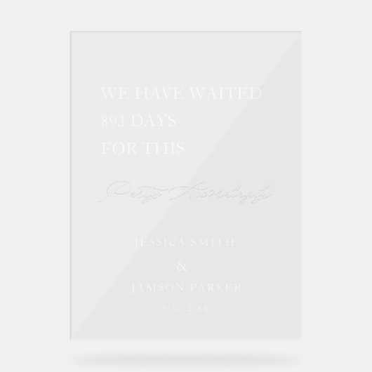 Party Dementsprechend Wedding Welcome Sign Acrylschild (Vorderseite)