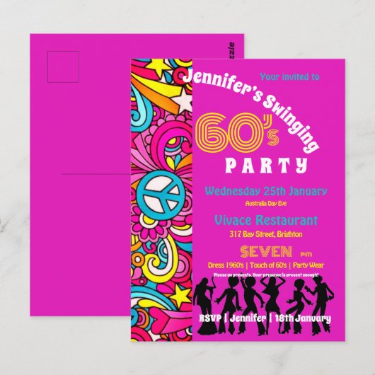 Party der 60er postkarte (Vorne/Hinten)