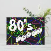 Party der 80er Jahre - Crazy & Colorful Squiggles Einladung (Stehend Vorderseite)