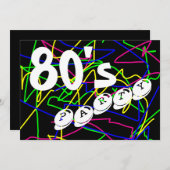Party der 80er Jahre - Crazy & Colorful Squiggles Einladung (Vorne/Hinten)